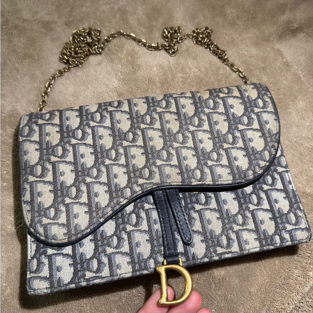 Dior Monogram Blue and Black Clutch